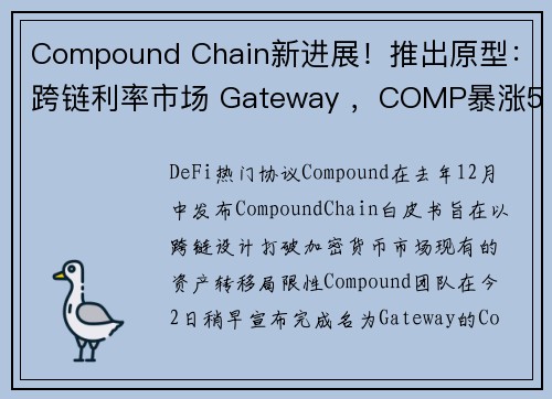 Compound Chain新进展！推出原型：跨链利率市场 Gateway ，COMP暴涨50